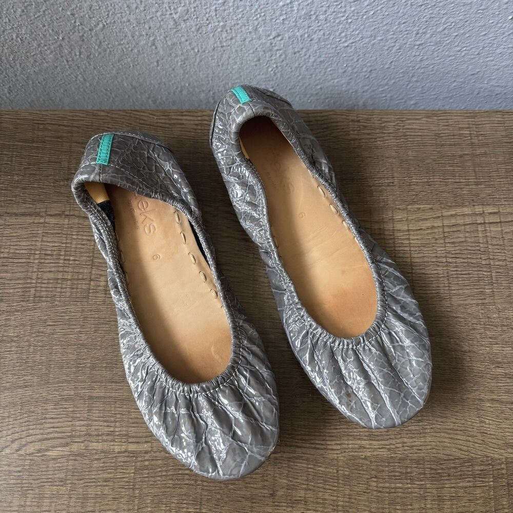 Tieks Gray Croc Patent Leather Slip On Foldable Travel Flats Women’s‎ Size 6